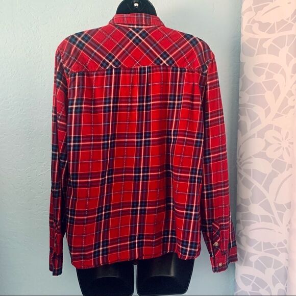 Croft & Barrow Red Plaid Flannel Shirt Size Large - Picture 7 of 9